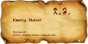 Kmety Hunor névjegykártya